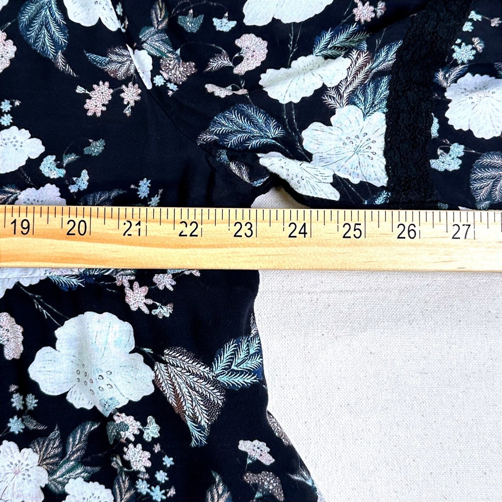 Love Johnny Was Black Floral V-Neck Bell Sleeve Mini Dress XL Boho Over-Size - Picture 11 of 14